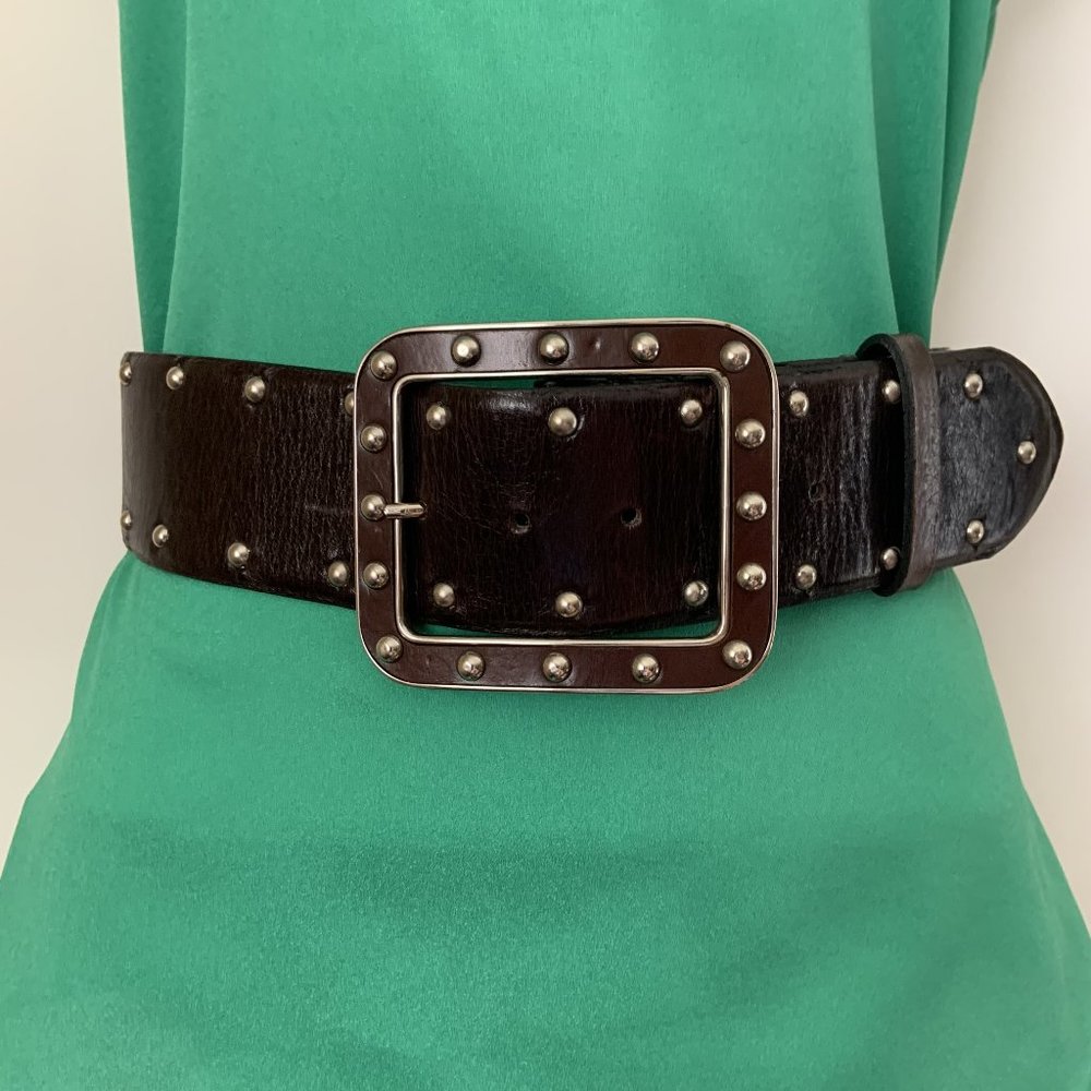 RICHARD GAMPEL Dark Brown Studded Belt Size 70/28
